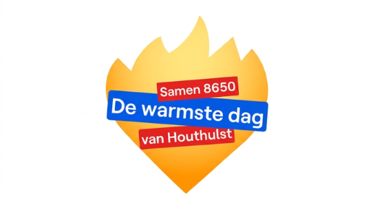 Logo van De Warmste Dag met een oranje hart en tekst in blauwe en rode balken. (vergroot foto)