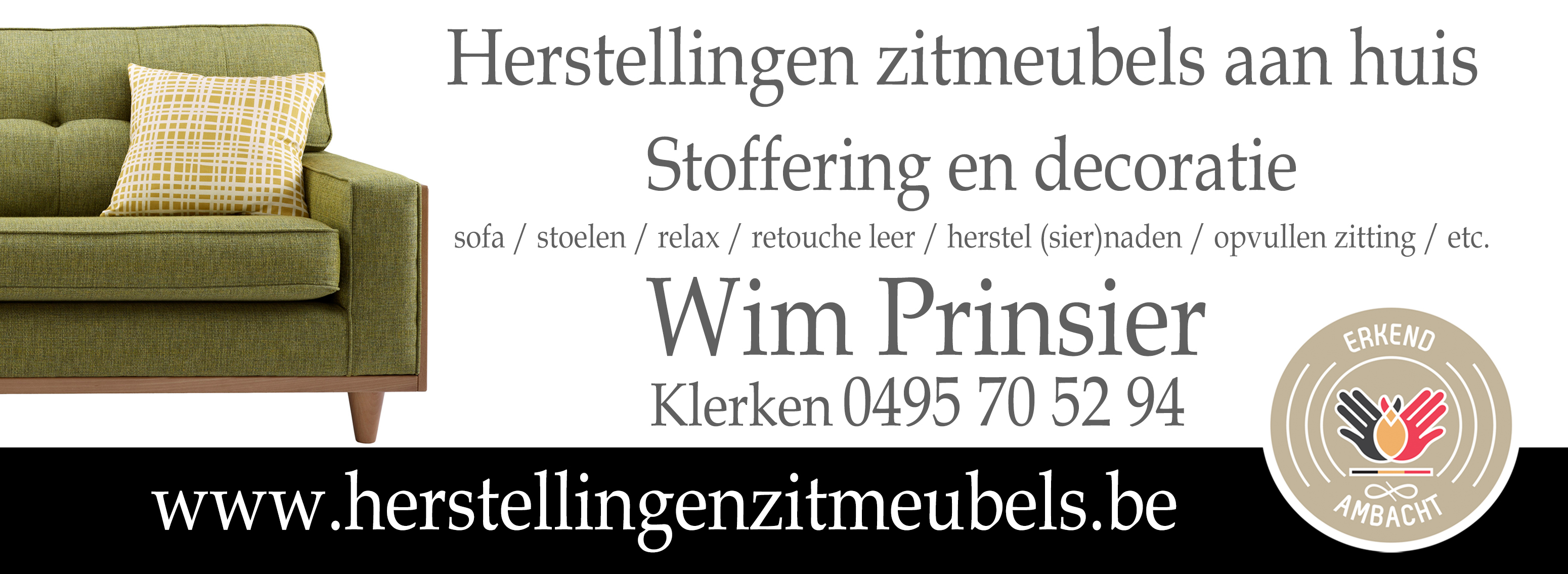 Herstellingen zitmeubels Wim Prinsier